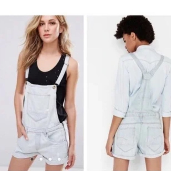 G-STAR RAW Arc Boyfriend Short Denim Distressed Shorts Overalls Women Size M - Picture 1 of 16